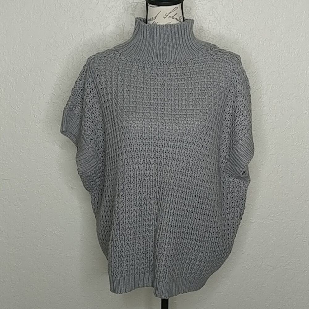 Oversized Mock Neck Sweater Gray Size S